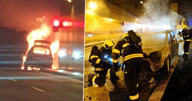 VIDEO: Požár v Blance! V Dejvickém tunelu hořelo auto