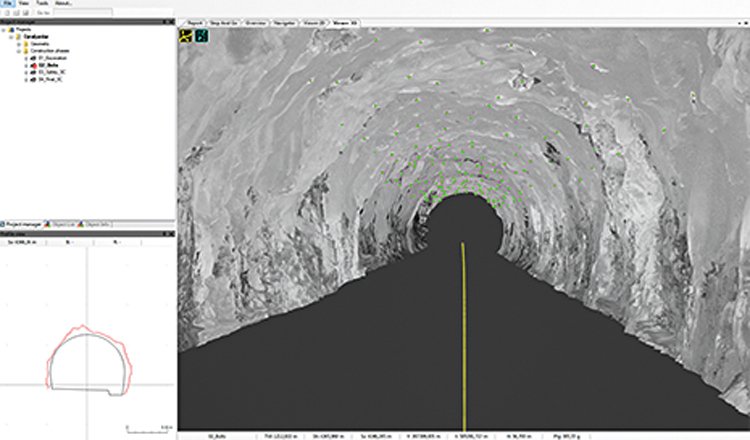 1: Laserový skener vytvoří 3D model vyraženého tunelu se všemi detaily