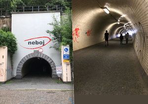 Tunel spojuje Žižkov s Karlínem, hlavně v noci se sem řada lidí bojí jít.