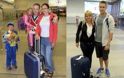 Na Martinu Baštovou s dětmi čekal na letišti manžel (vlevo). A Karla Brigadojová byla také ráda, že je doma.