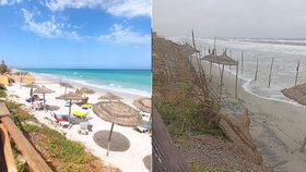 Zděšení v dovolenkovém ráji Čechů: Místo »Karibiku« liják, zima a zničená pláž
