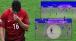 Turecký útočník Ozan Tufan si před gólem Chorvatska upravoval účes