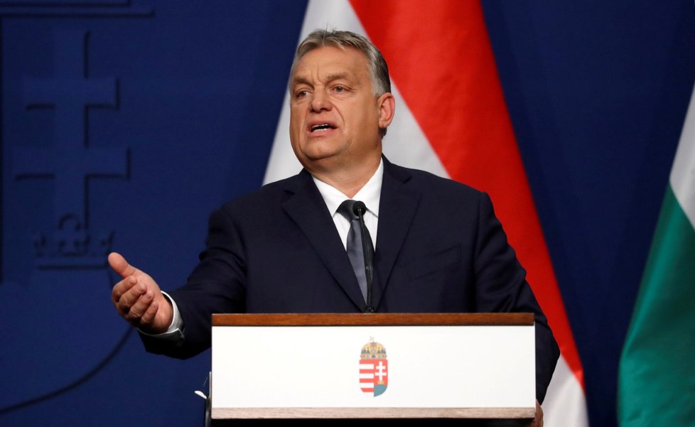 Maďarský premiér Viktor Orbán během Erdoganovy návštěvy Maďarska (7. 11. 2019)