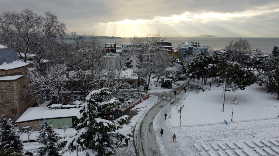 Istanbul pod sněhem.