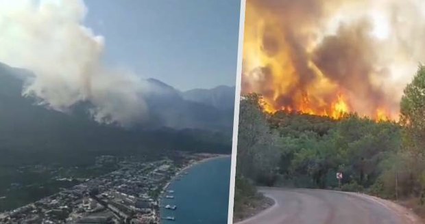 U oblíbené destinace v Turecku se šíří požár. Probíhají preventivní přípravy na evakuace