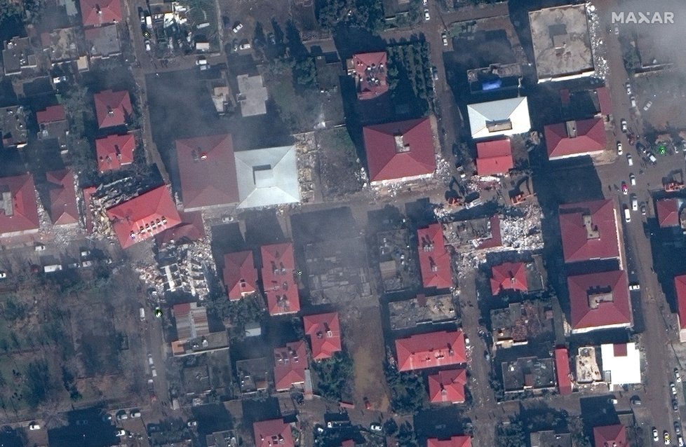 Turecké město Islahiye 7. února 2023 po zemětřesení.