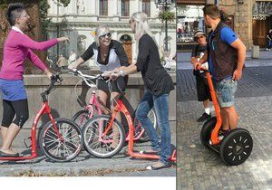 Turisty na segwayích v centru Prahy střídají jezdci na koloběžkách (ilustrační foto).