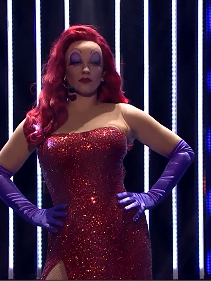 Finálový večer soutěže Tvoje tvář má známý hlas: Marta Jandová jako Jessica Rabbit.