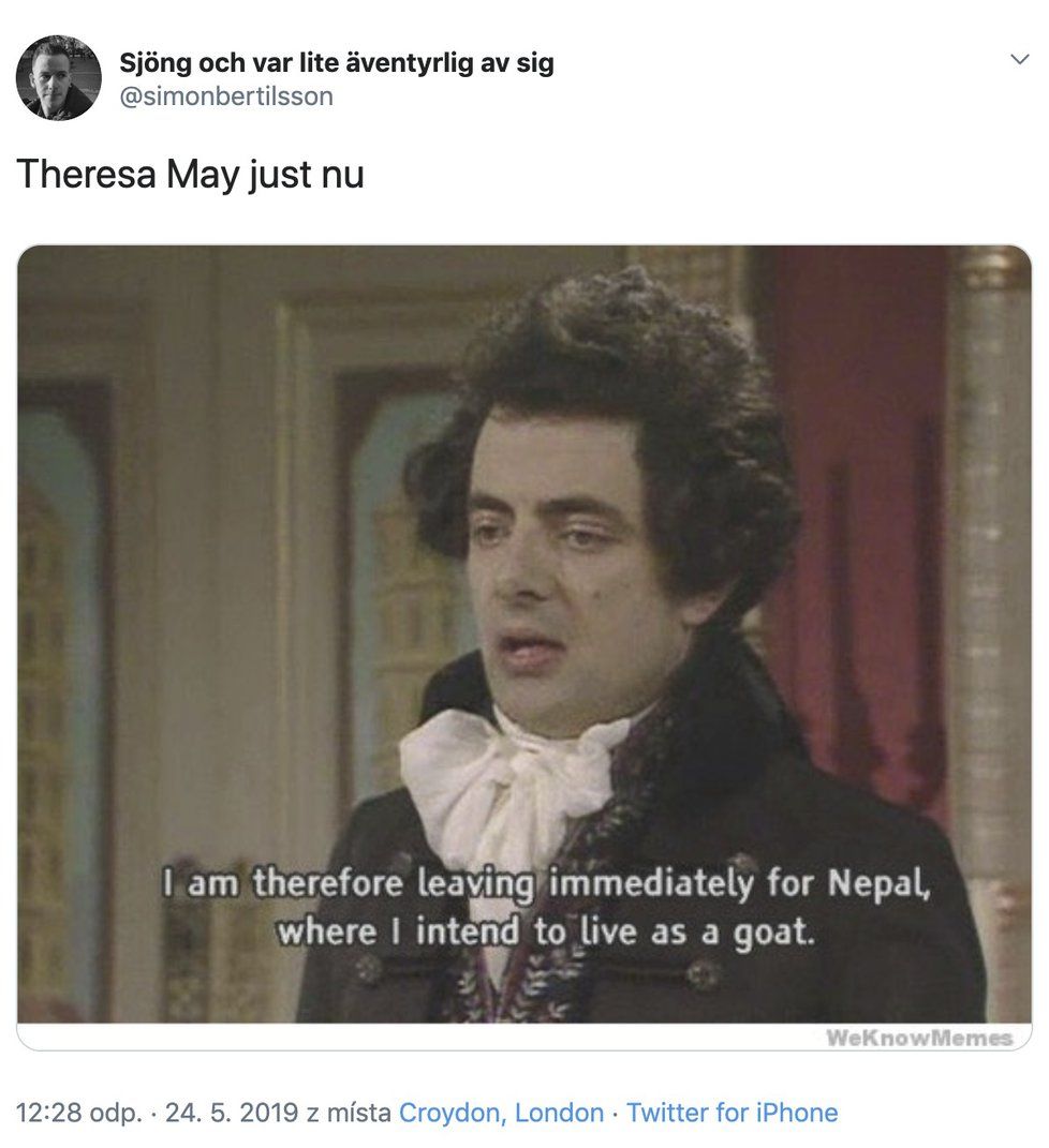 Žijící legenda britského humoru Rowan Atkinson ve výčtu twitterových reakcí nechyběla.