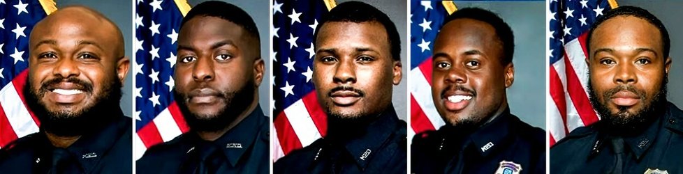 Pětice policistů, která provedla brutální zásah proti Tyreu Nicholsovi.