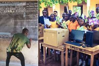 Učitel v Africe maloval žákům program Word na tabuli: Děti dojaly svět a dostaly počítače