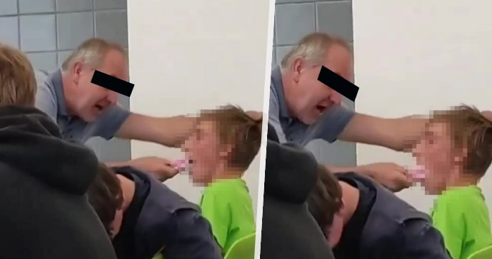 Učitel strkal žákovi do úst hadr.