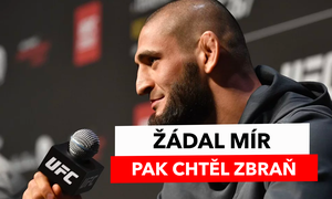 Dvě řeči hvězdy UFC: anglicky žádal mír, pak chtěl zbraň a bránit Palestince