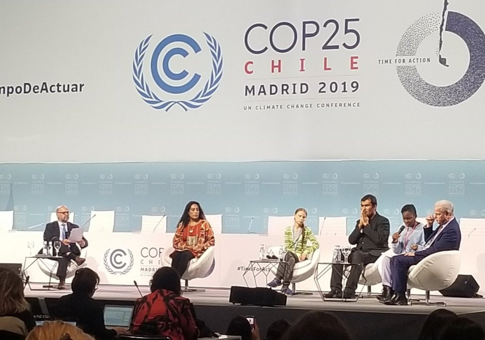 Ugandská aktivistka Hilda Flavia Nakabuyeová na klimatické konferenci COP25v Madridu, na snímku s Greou Thunbergovou.