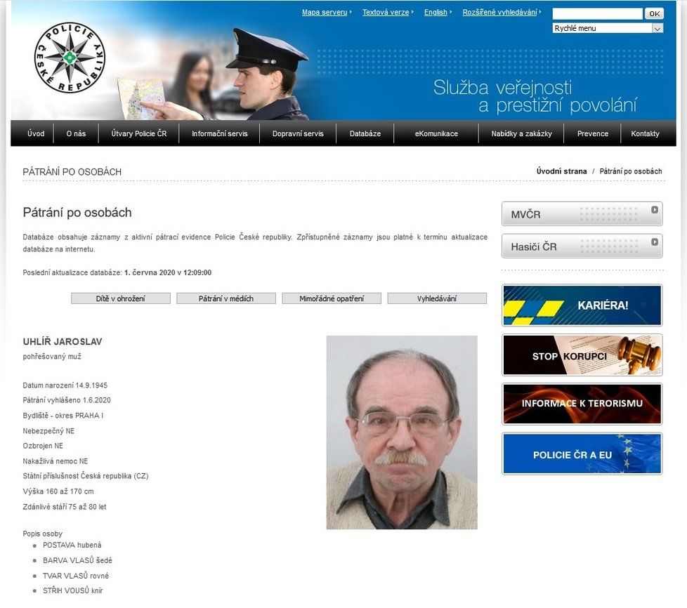 Policie pátrá po Jaroslavu Uhlířovi