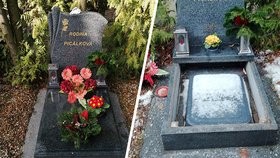 Neskutečný hyenismus v Uhříněvsi. JAkýsi vandal ukradl z hrobu náhrobní kámen.