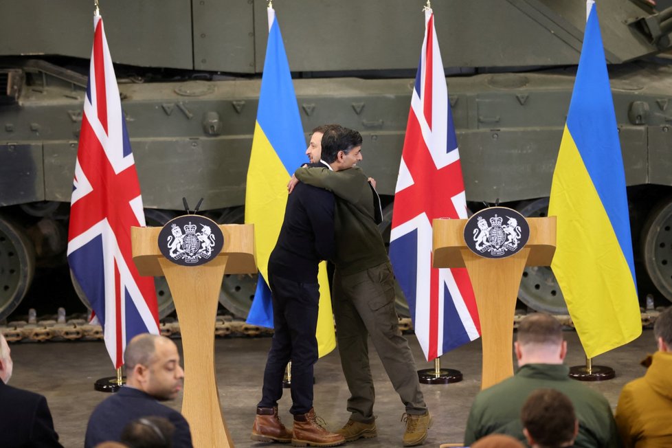 Ukrajinský prezident Volodymyr Zelenskyj na návštěvě Velké Británie (8. 2. 2023)