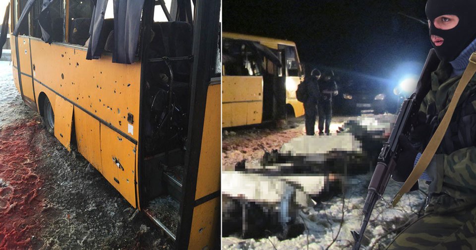 Hrůza na Ukrajině: Linkový autobus zasáhla střela z raketové baterie Grad