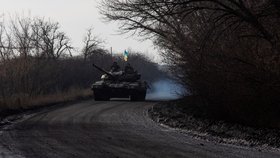 Ukrajinští tankisté u Bachmutu (20. 1. 2023).