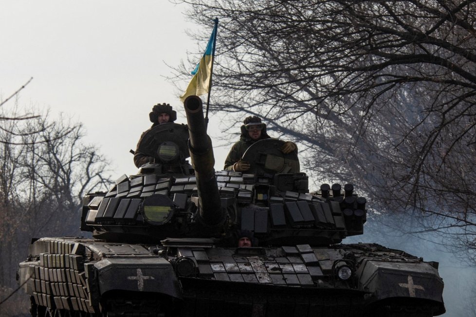 Ukrajinští tankisté u Bachmutu (20. 1. 2023).