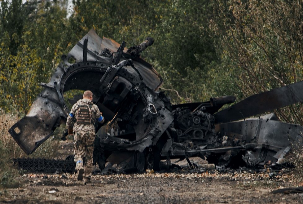 Cesta na Balakliju: Zničený ruský tank