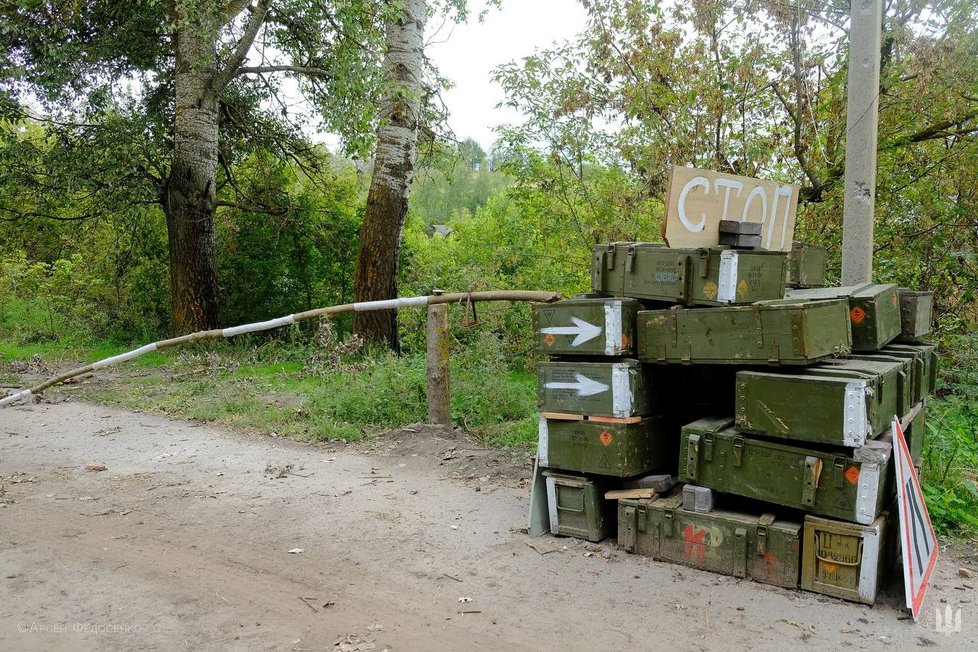 Kontrolní stanoviště ruských okupantů, opuštěné