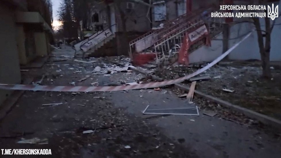 Ostřelování ukrajinského Chersonu (3.12.2023)