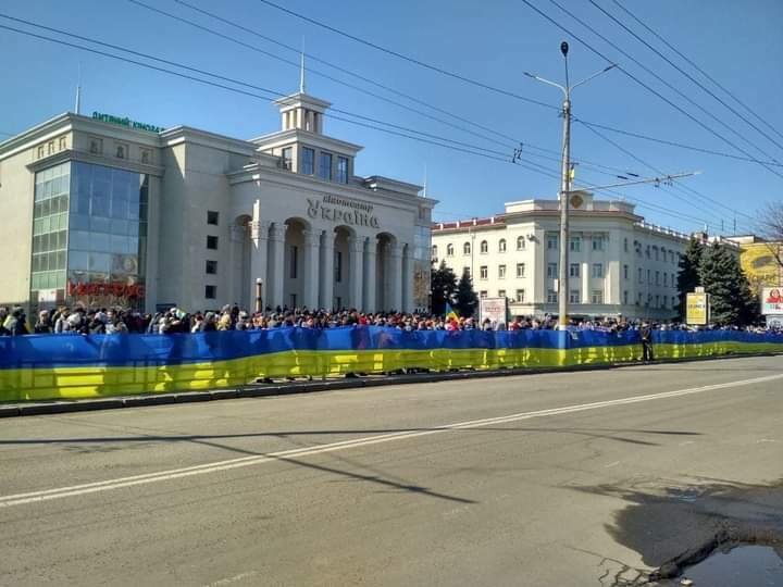 Manifestace Ukrajinců v Chersonu.