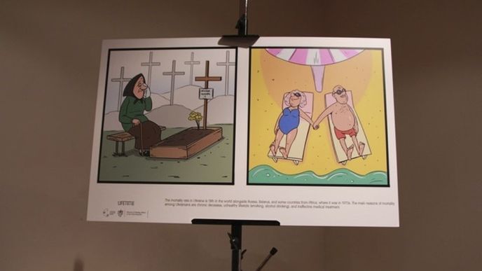 Karikatury, které nyní můžete vidět v Českém centru v Rytířské ulici, se snaží o jiný pohled na Ukrajinu.  