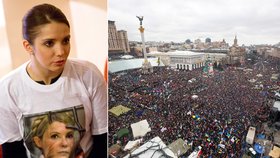 Dcera Julije Tymošenkové Eugenia promluvila před davem demonstrantů v Kyjevě