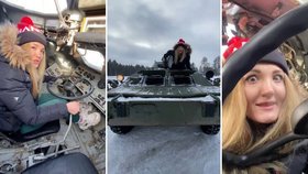 Influencerka Nastja Tymanová na instagramu instruuje, jak rozjet opuštěný ruský tank.