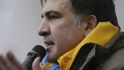 Michail Saakašvili při protivládních protestech v Kyjevě