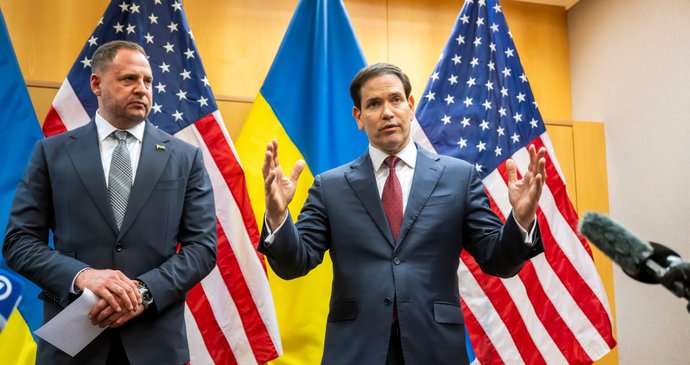 Americko-ukrajinská jednání o míru v Ženevě: Andrij Jermak a Marco Rubio (23. 11. 2025).