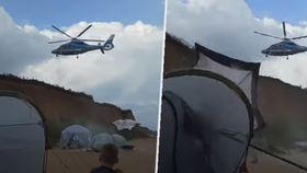 Vrtulník vlivného magnáta vytrhal věci ze země: Letící deštník málem probodl chlapce
