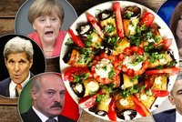 Politici na talíři: V Rusku nabízejí „Teploučkého Obamu s játry Merkel“!