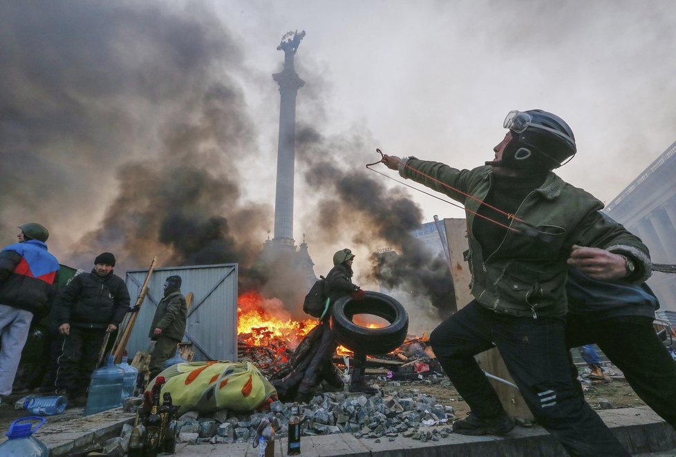 Demonstrace v ukrajinském Kyjevě v roce 2014