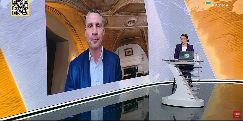 Kyjevský primátor Vitalij Kličko ve zpravodajském telemaratonu (25. 5. 2022)