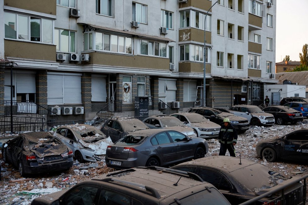 Následky ruského útoku na Kyjev (30.5.2023)