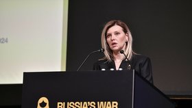 Olena Zelenská na konferenci o Ruskem uchvácených dětech (1. 2. 2024)