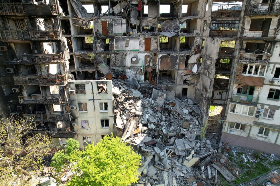 Zdevastované město Mariupol (12. 5. 2022)