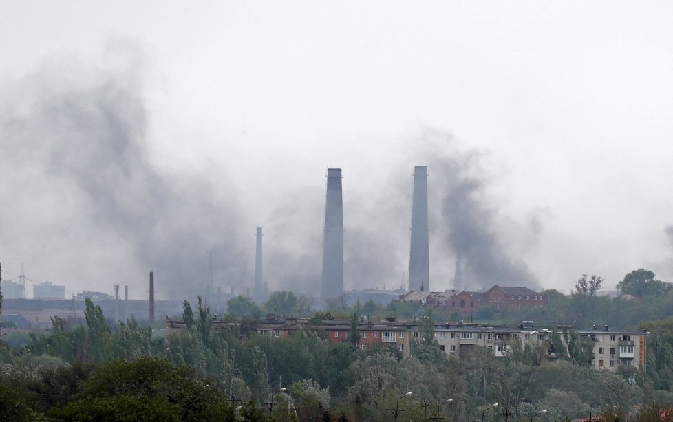 Ocelárna Azovstal v Mariupolu (14. 5. 2022)