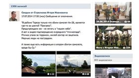 Údajný příspěvek Strelkova na sociální síť, který má dokazovat vinu separatistů.