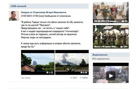 Údajný příspěvek Strelkova na sociální síť, který má dokazovat vinu separatistů.