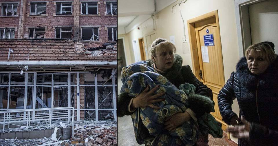 Nemocnice pro děti v Doněcku dostala přímý zásah granátem.