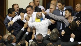 Rvačky jsou v ukrajinském parlamentu naprosto běžné.