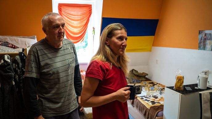 Svitlana Děrkachová a Oleh Čub u sebe doma, v Podhájí