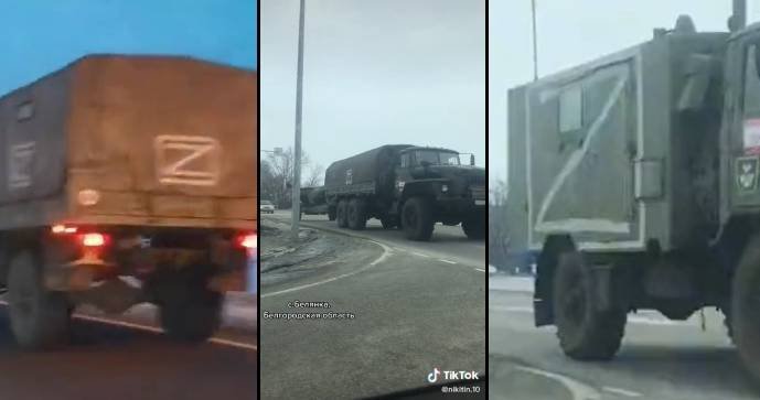 Sociální sítě šokovala videa s ruskou vojenskou těžkou technikou, která má označení Z.