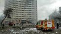 Zkáza ve městě Černihiv po ruském ostřelování.