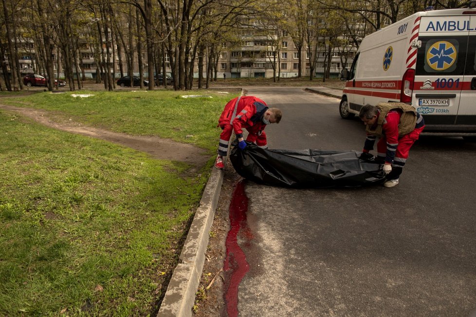 Následky ruského ostřelování v Charkově. (19.4.2022)