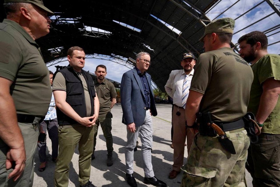 Australský premiér Anthony Albanese na Ukrajině. (3.7.2022)